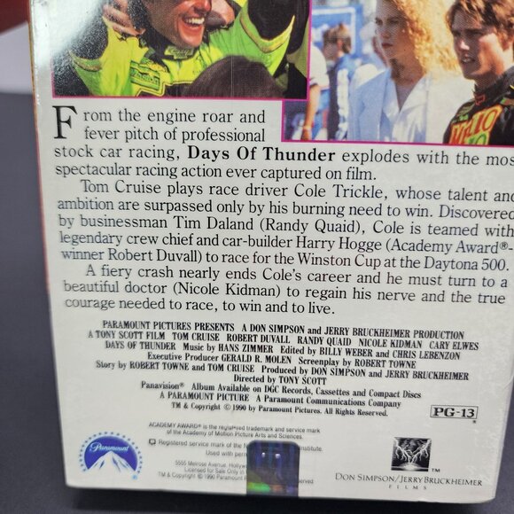 Days Of Thunder VHS Tape 1990 Tom Cruise Nicole Kidman - SEALED - Picture 3 of 4